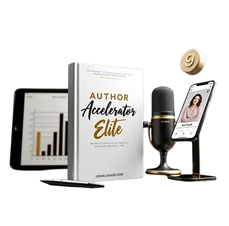 A book marketing dashboard and a group coaching call displayed on multiple devices.